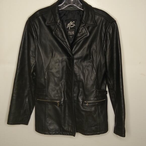 Ms Maxima women's size medium black leather jacket. - Picture 1 of 11